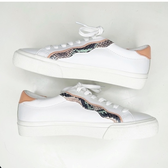 Madewell Women’s Sidewalk Low-Top Sneakers Snake Embossed Leather Size 7 - Picture 1 of 10